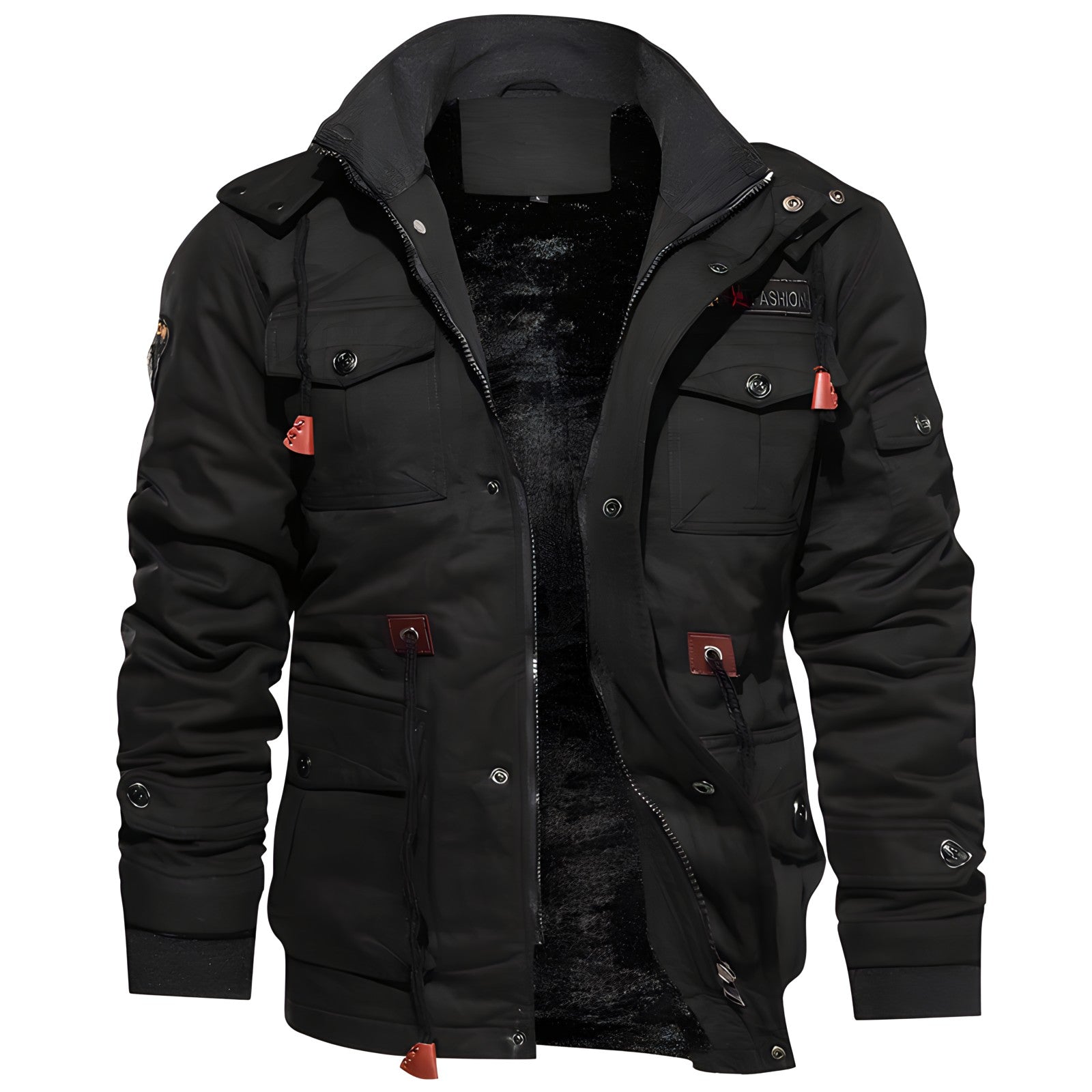 Cargo-jas | Met capuchon | Zakken | Met fleece gevoerde jas | Winterjas voor heren-Boetiek Moda