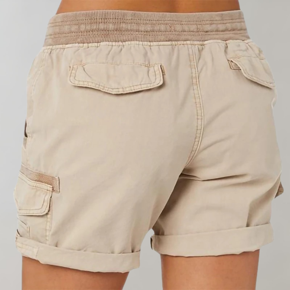 Cargo korte broek - Casual damesbroek met koord en hoge taille voor buiten-Boetiek Moda