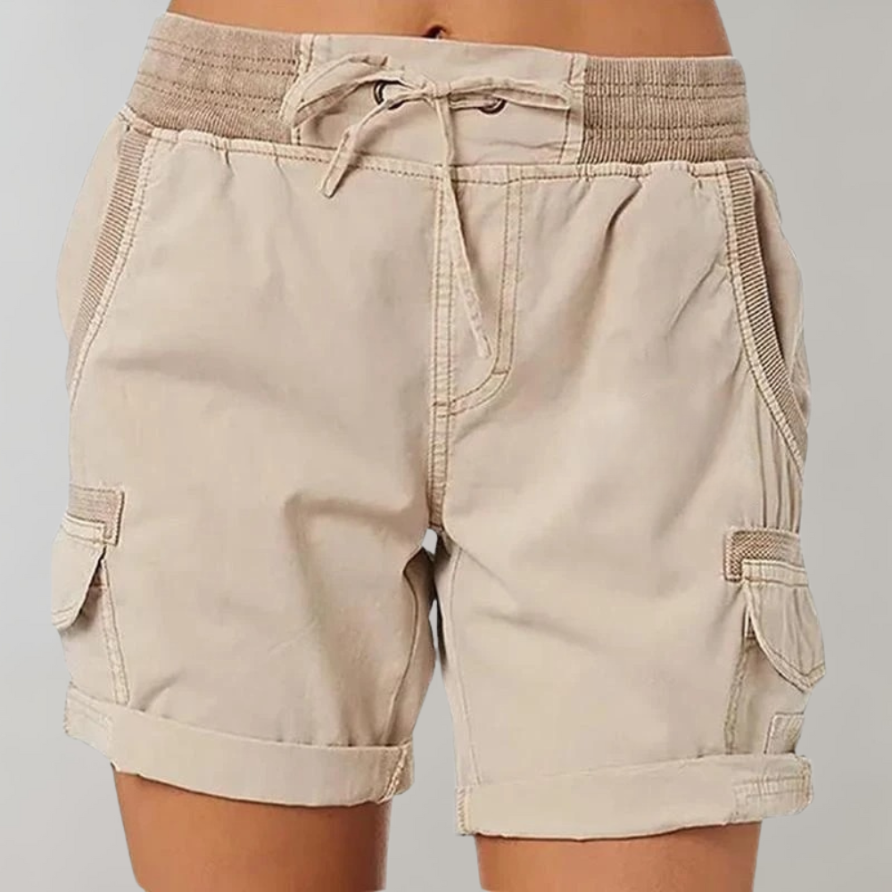 Cargo korte broek - Casual damesbroek met koord en hoge taille voor buiten-Boetiek Moda