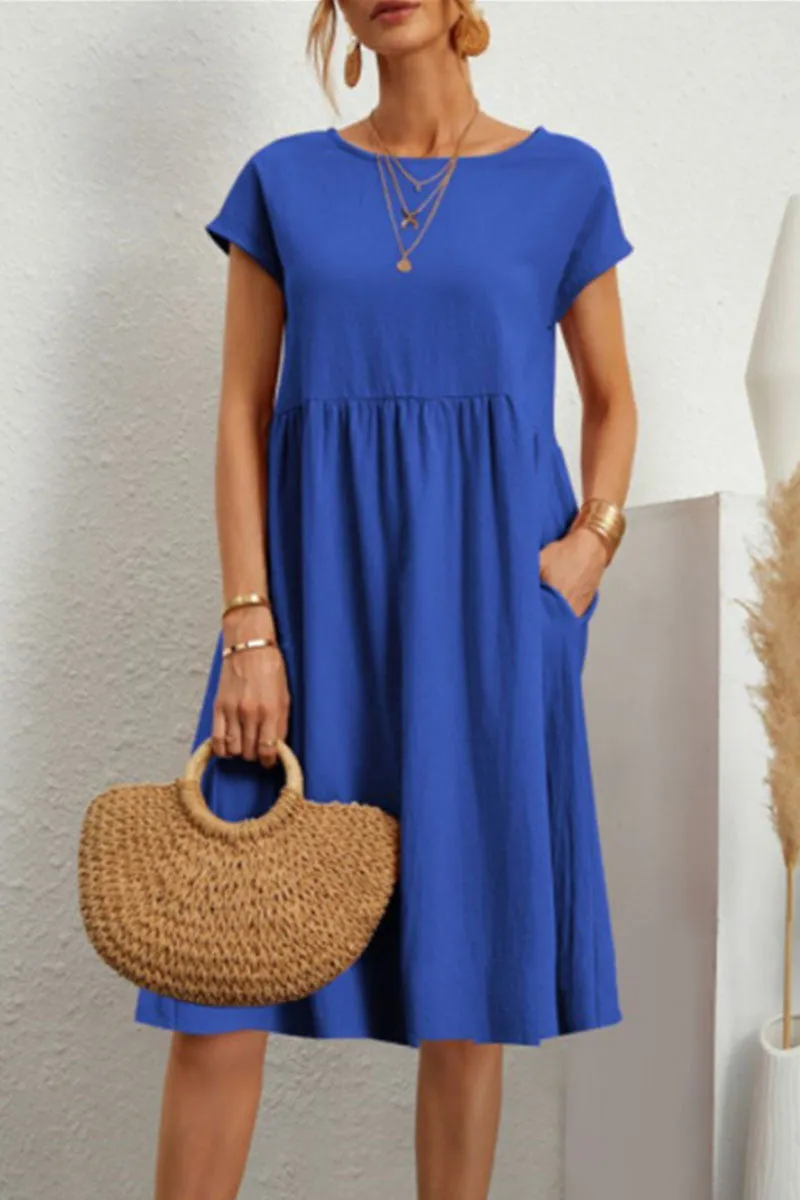 Casual Jurk - Knielange, losvallende zomerjurk voor dames-Boetiek Moda