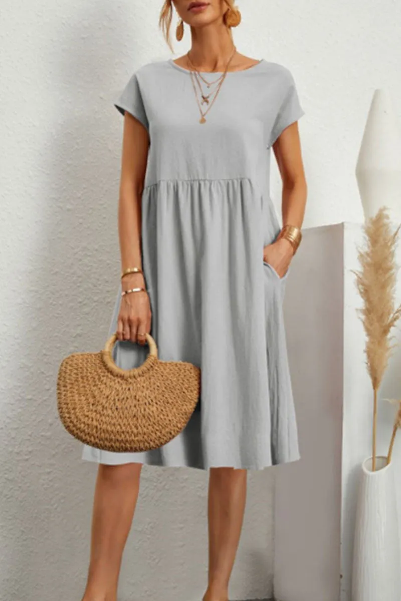 Casual Jurk - Knielange, losvallende zomerjurk voor dames-Boetiek Moda