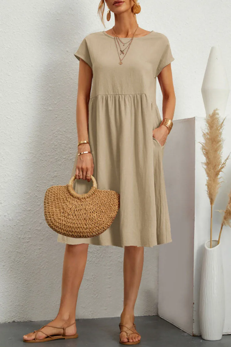 Casual Jurk - Knielange, losvallende zomerjurk voor dames-Boetiek Moda