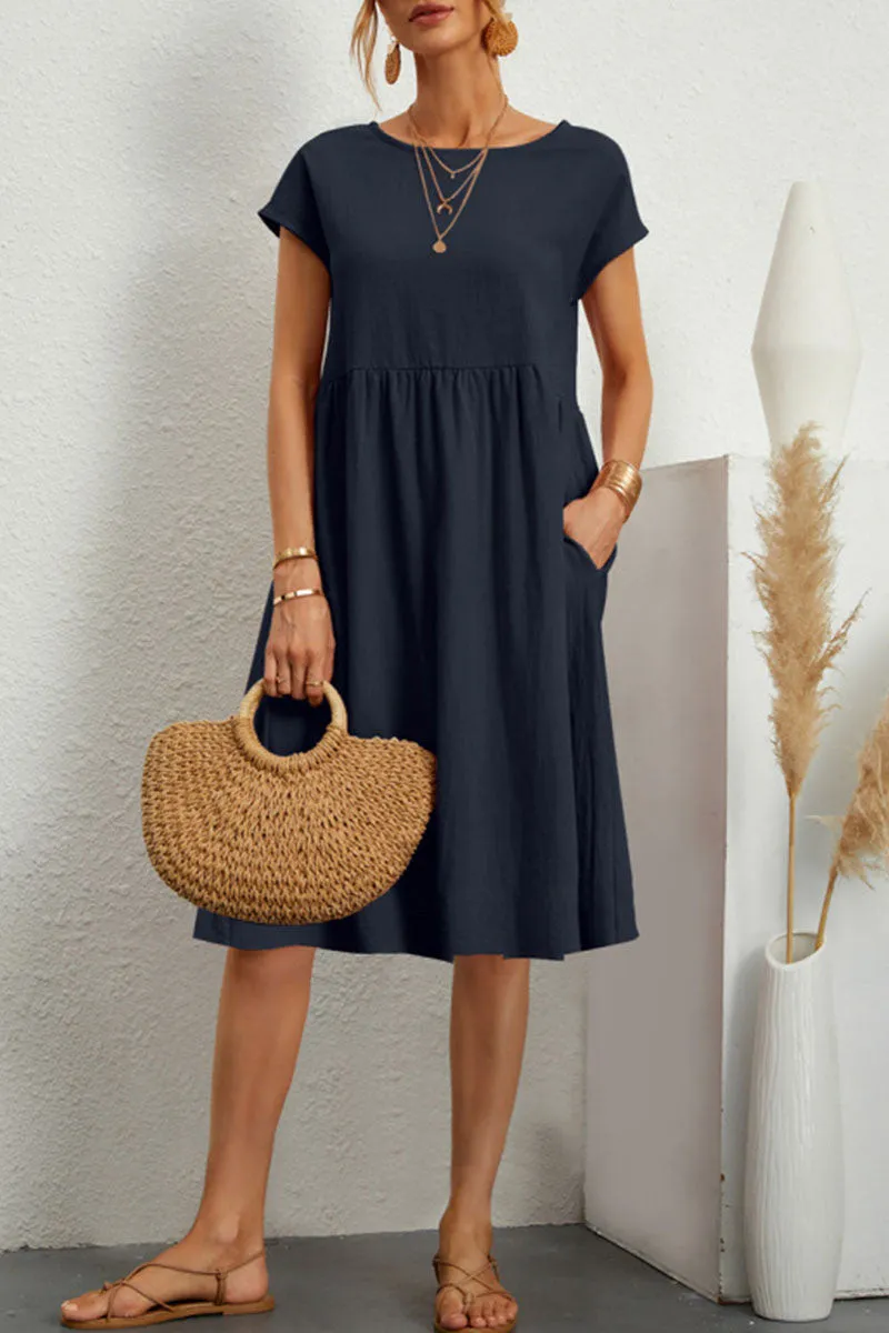 Casual Jurk - Knielange, losvallende zomerjurk voor dames-Boetiek Moda