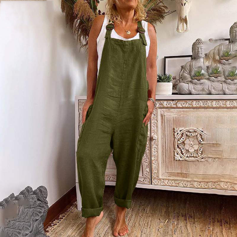 Casual jumpsuit - losse pasvorm - mouwloos - baggy jumpsuit - overall voor dames-Boetiek Moda