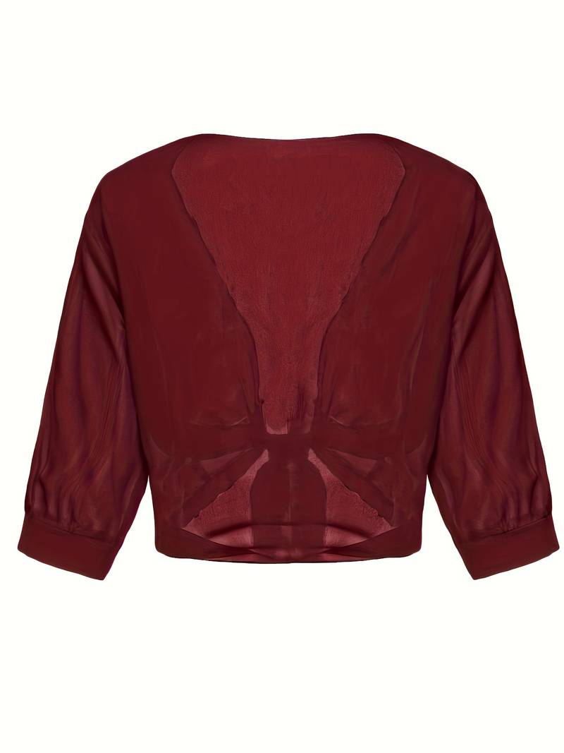 Chiffon Blouse - Lichtgewicht chiffon vest met strik aan de voorkant voor dames-Boetiek Moda