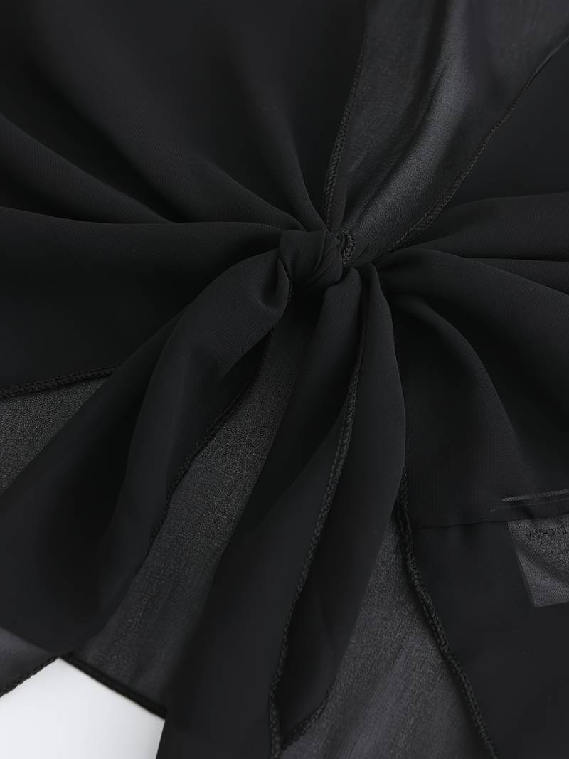 Chiffon Blouse - Lichtgewicht chiffon vest met strik aan de voorkant voor dames-Boetiek Moda