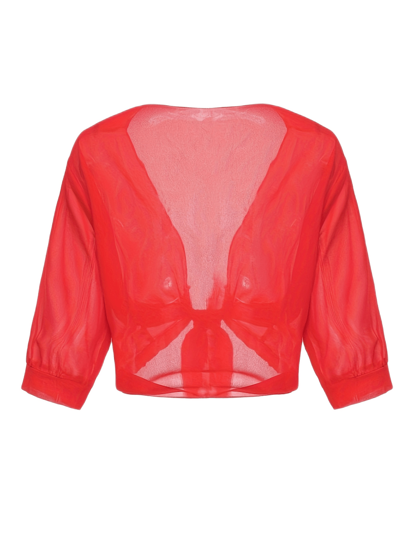 Chiffon Blouse - Lichtgewicht chiffon vest met strik aan de voorkant voor dames-Boetiek Moda