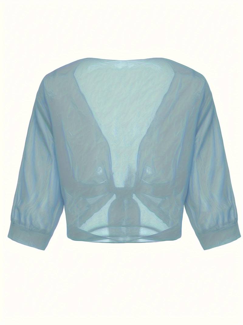 Chiffon Blouse - Lichtgewicht chiffon vest met strik aan de voorkant voor dames-Boetiek Moda