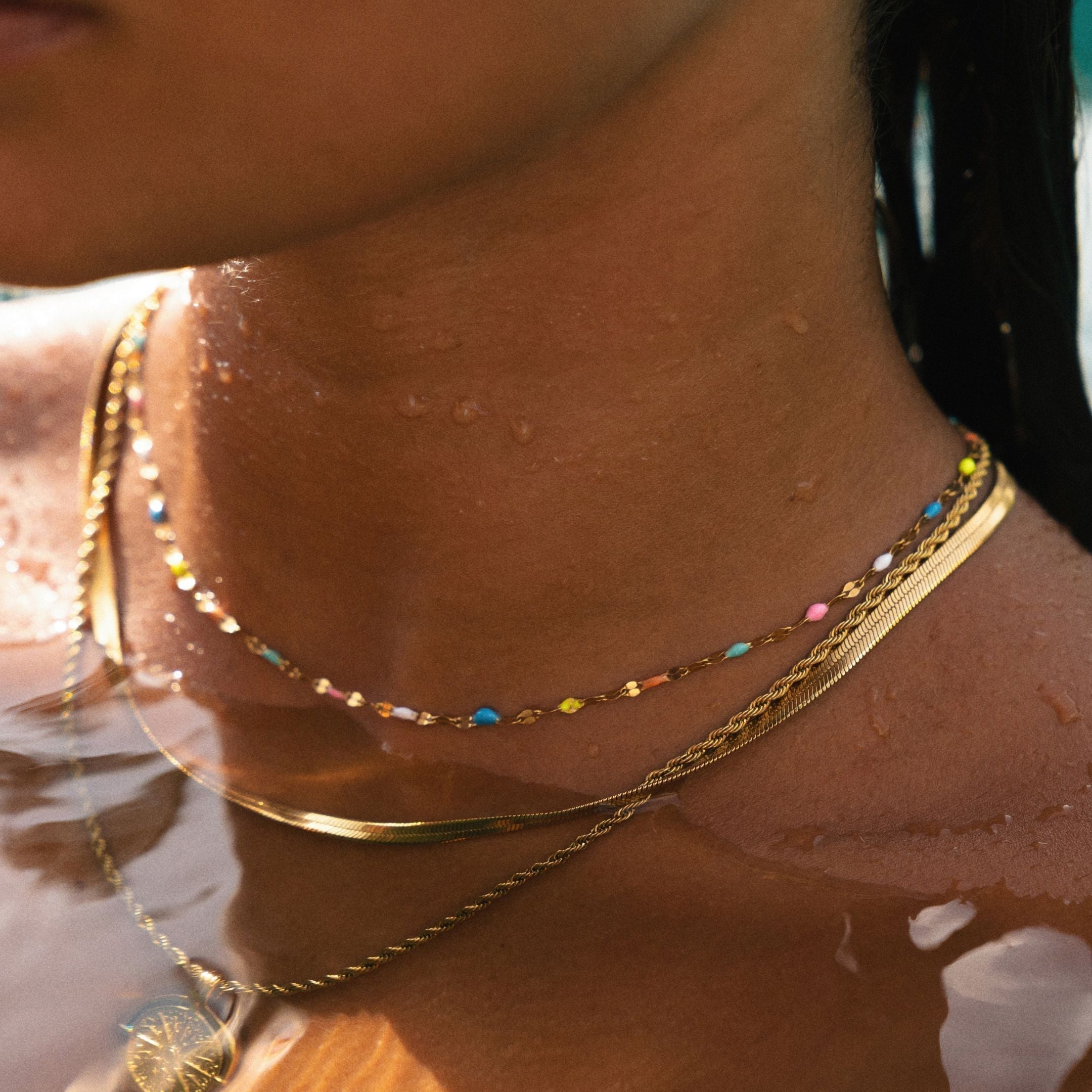 Choker ketting - Kleurrijk - Zilver en goud - Choker ketting - Dunne ketting-Boetiek Moda