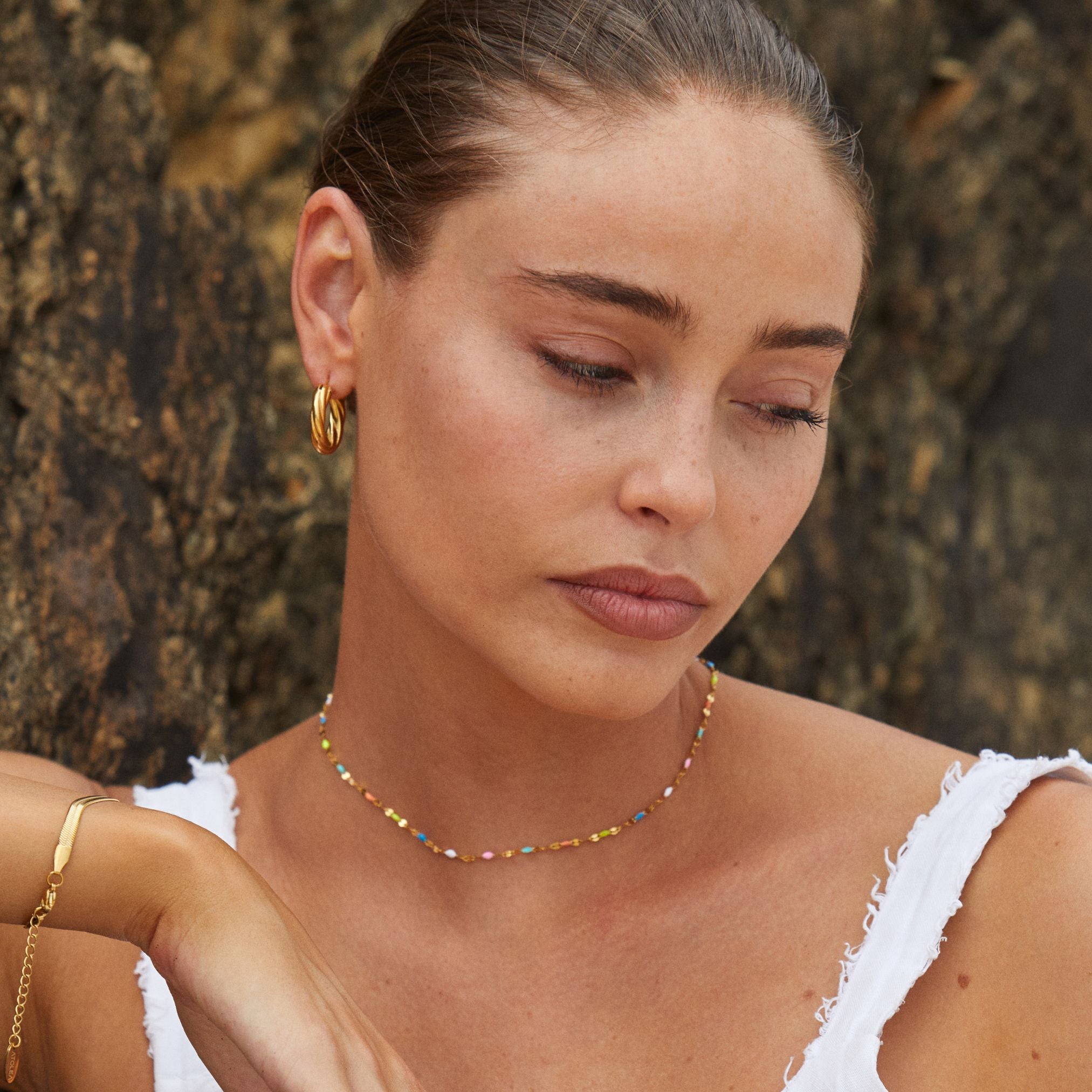 Choker ketting - Kleurrijk - Zilver en goud - Choker ketting - Dunne ketting-Boetiek Moda