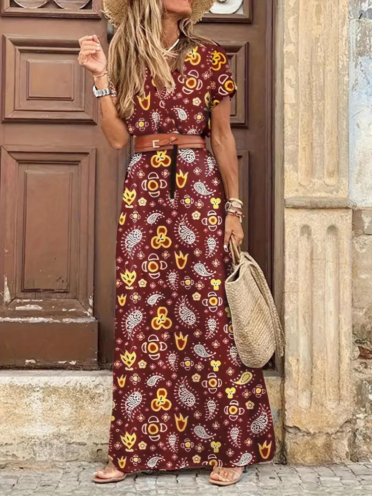 Cilla Maxi Jurk | Bedrukt Boho jurk voor de zomer-Boetiek Moda