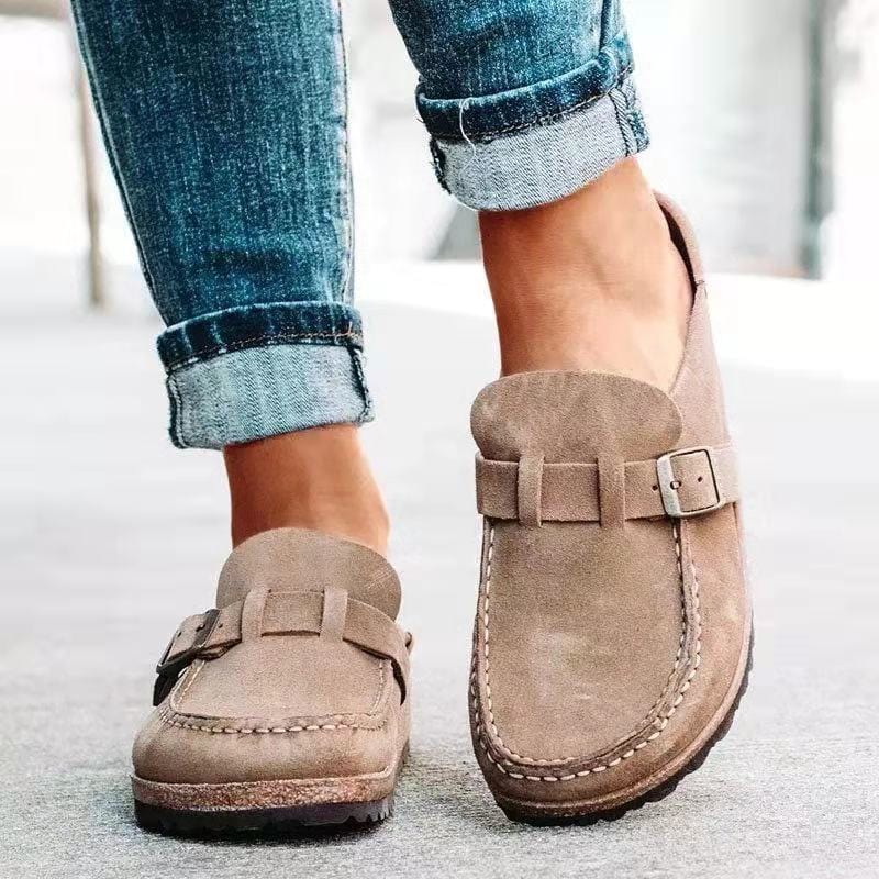 Clogs - Damesschoenen Retro Suède Slip-On Mule-Boetiek Moda