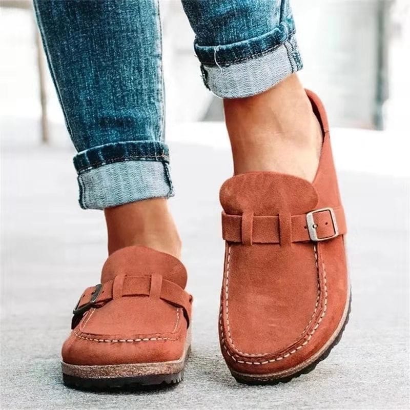Clogs - Damesschoenen Retro Suède Slip-On Mule-Boetiek Moda