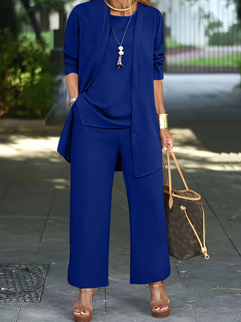 Co-Ord Set - Dames 3-delig Vest Top Wijde Benen Broek Set voor de Zomer-Boetiek Moda