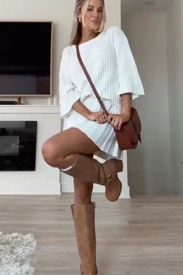 Co-Ord Set - Gebreide Sweater - Minirok - Rok en Blouse Set - Tweedelige Damesset-Boetiek Moda
