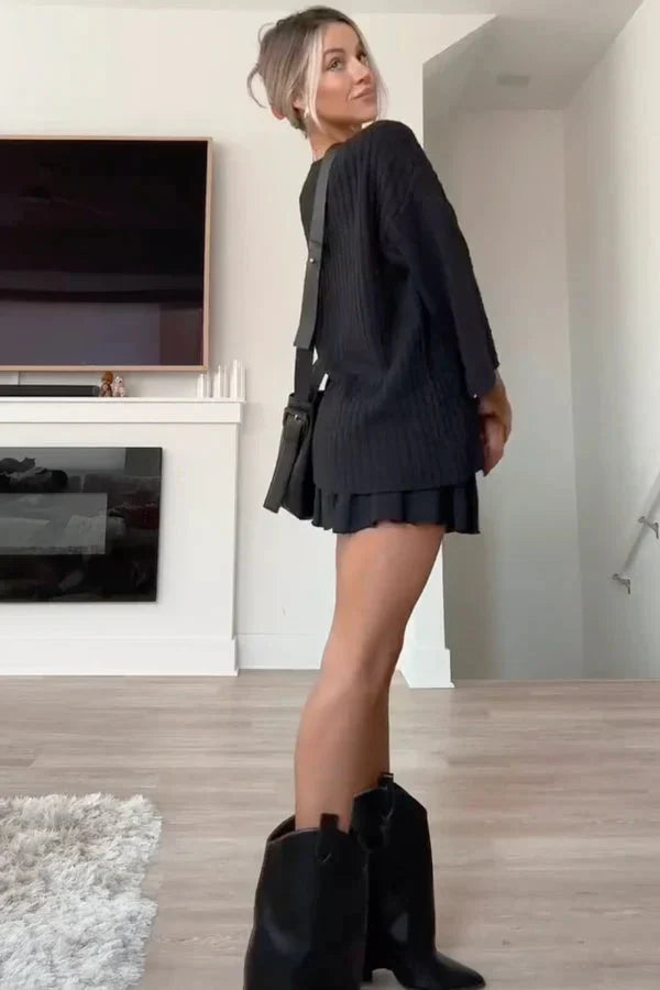 Co-Ord Set - Gebreide Sweater - Minirok - Rok en Blouse Set - Tweedelige Damesset-Boetiek Moda