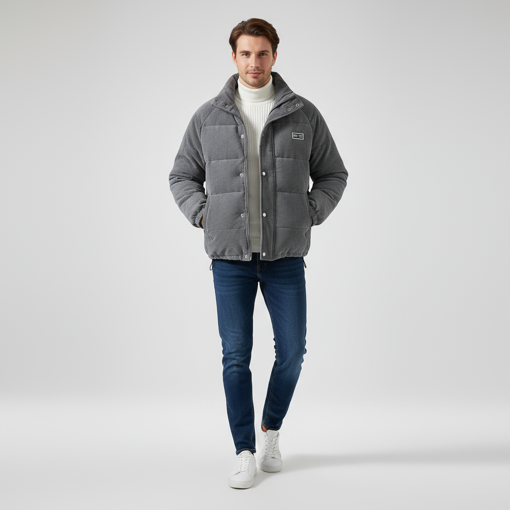 Cordjas | Gewatteerd | Rits | Donsjas | Winterjas voor mannen-Boetiek Moda