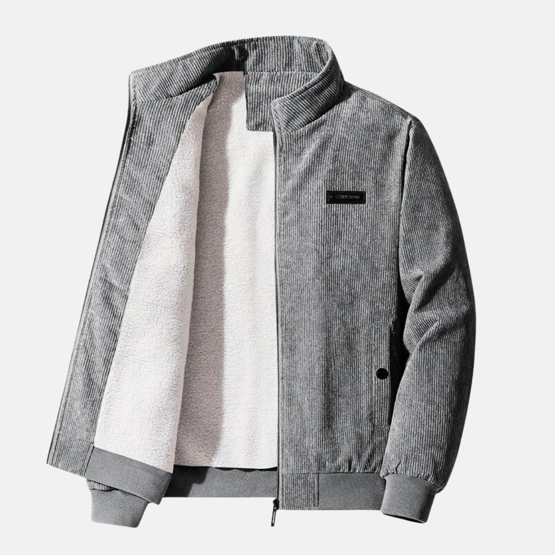 Corduroy Jas - Warme, met sherpa gevoerde winterjas met rits voor heren-Boetiek Moda