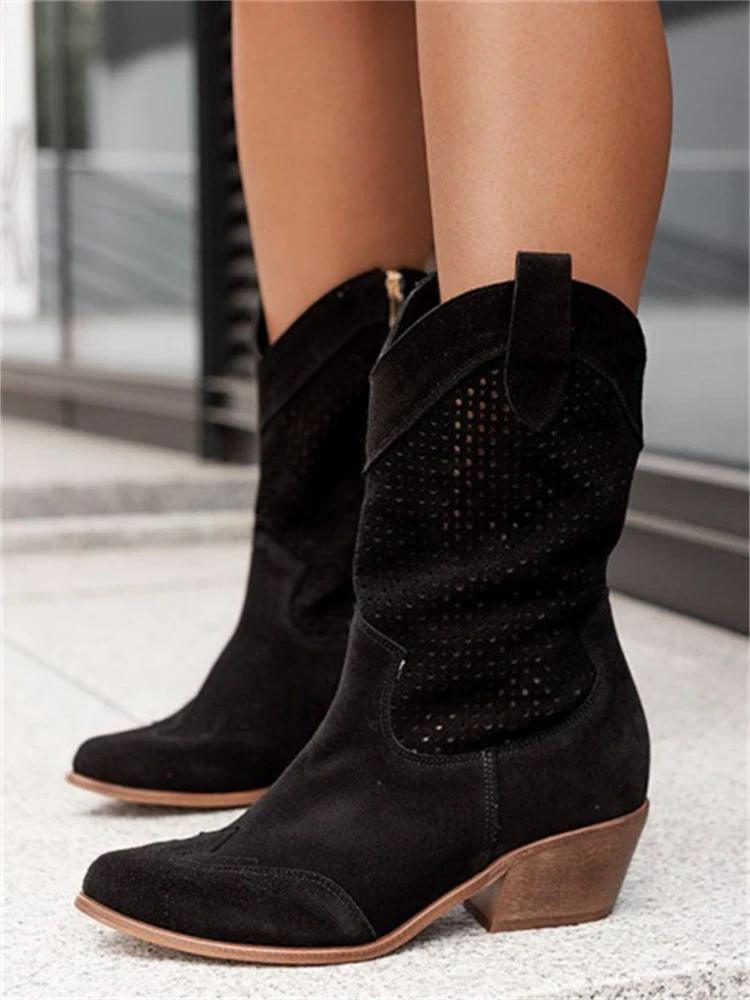 Cowboylaarzen | Halflang | Blokhak | Cowgirl-laarzen | Dameslaarzen-Boetiek Moda