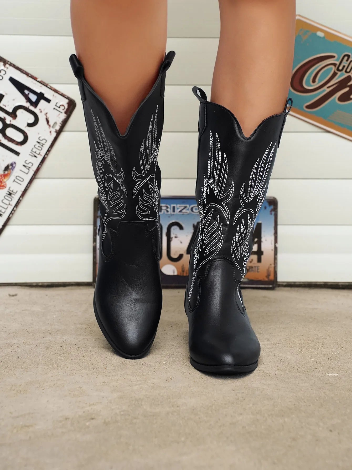 Cowgirl Laarzen - Vrouwen Metallic Western Cowboylaarzen met lage hak-Boetiek Moda
