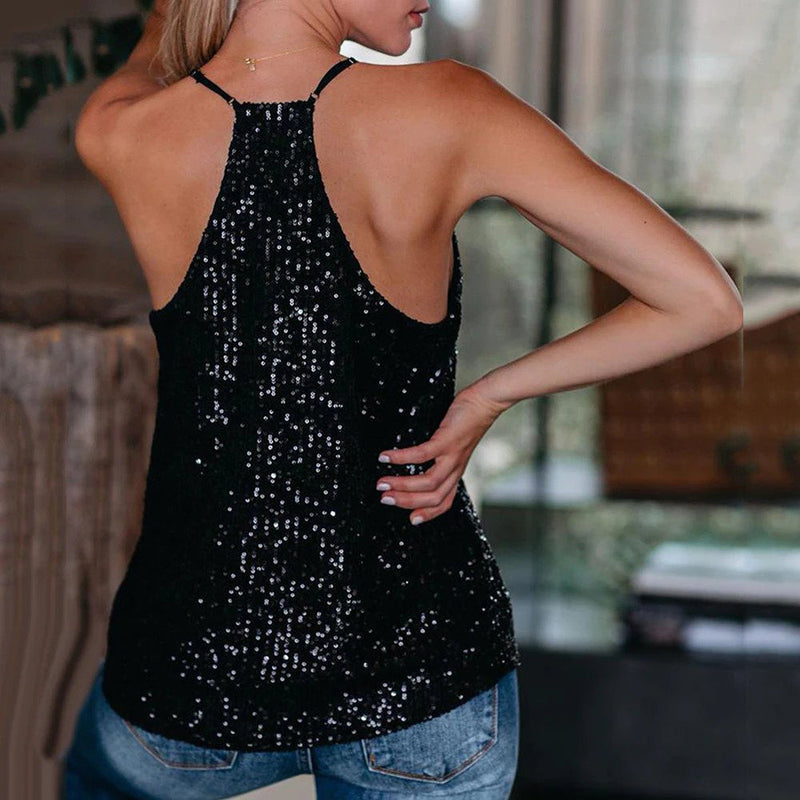 Cristina Glitter Top | Voeg wat schittering toe aan je outfit met deze pailletten party top-Boetiek Moda