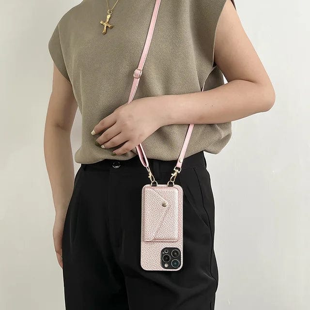 Crossbody-telefoonhoesje - Portemonnee-telefoonhoesje met verstelbare riem-Boetiek Moda