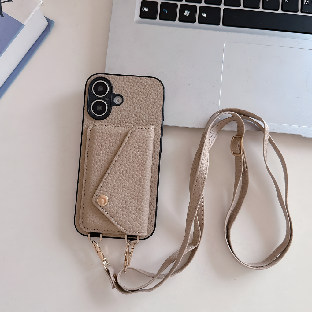 Crossbody telefoonhoesje | Verstelbare riem | Kunstleer | Kaarthouder telefoonhoesje | Telefoonhoesje voor dames-Boetiek Moda