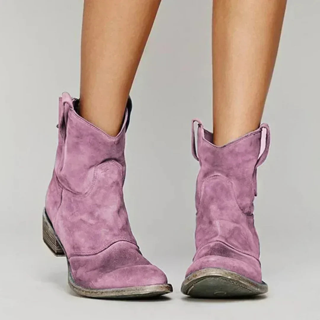 Dames Cowboylaarzen | Enkellaarzen | Suède | Western Laarzen | Cowgirl Laarzen-Boetiek Moda