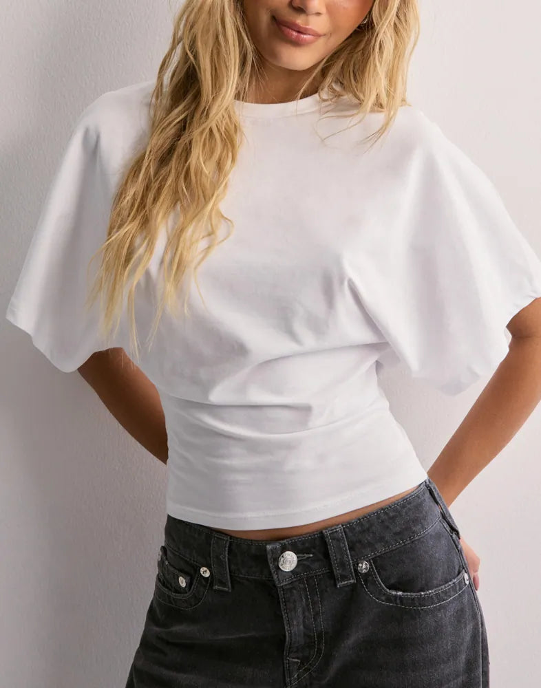 Dames T-shirt - Wijde mouwen - Ronde hals - Batwing T-shirt - Damesblouse-Boetiek Moda