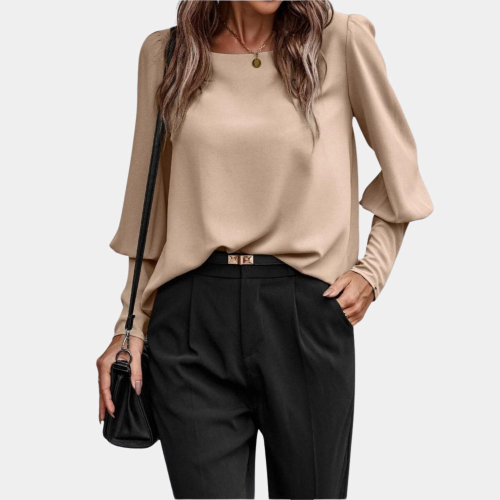 Damesblouse - Lange pofmouwen - Losse pasvorm - Blouse met lange mouwen - Dameskleding-Boetiek Moda