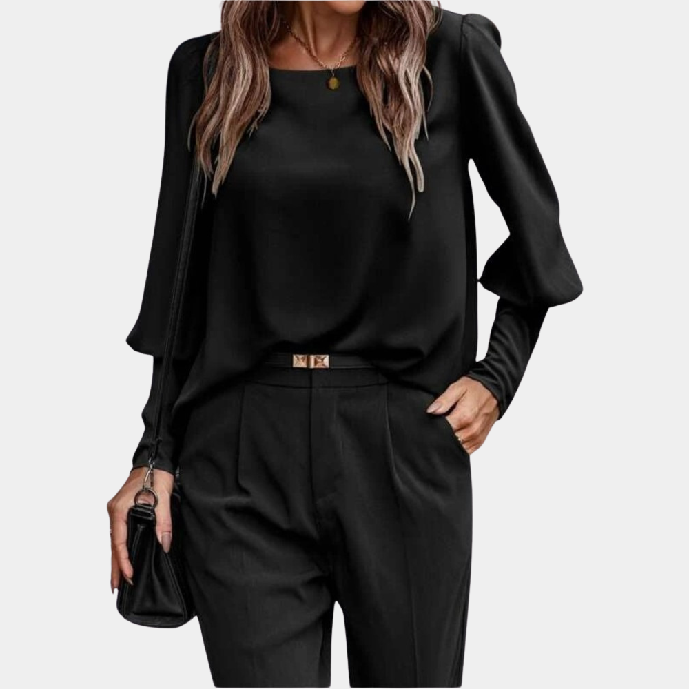 Damesblouse - Lange pofmouwen - Losse pasvorm - Blouse met lange mouwen - Dameskleding-Boetiek Moda