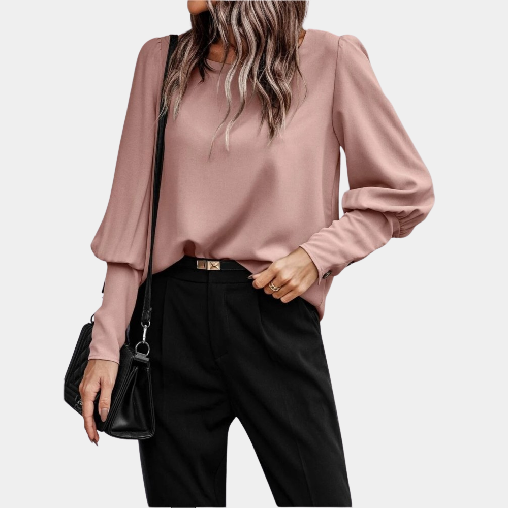Damesblouse - Lange pofmouwen - Losse pasvorm - Blouse met lange mouwen - Dameskleding-Boetiek Moda