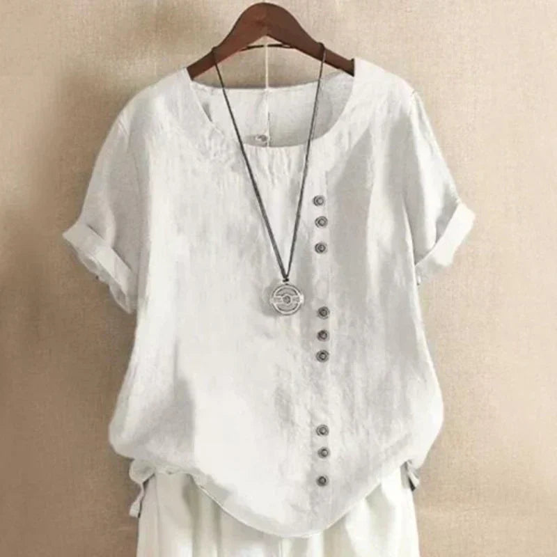 Damesblouse - Losjes model - Korte mouwen - Oversized blouse - Dames zomertops-Boetiek Moda