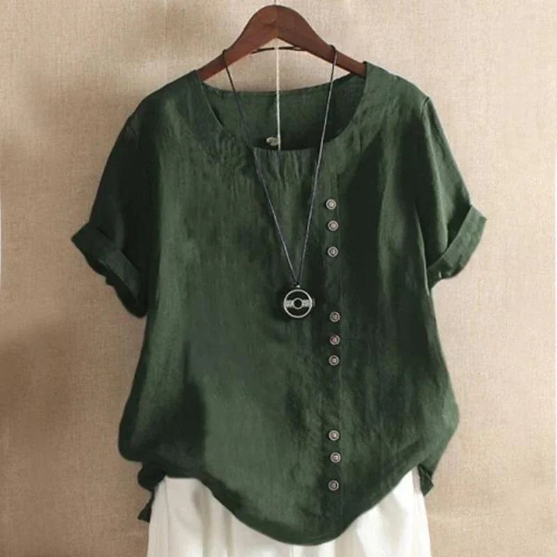 Damesblouse - Losjes model - Korte mouwen - Oversized blouse - Dames zomertops-Boetiek Moda