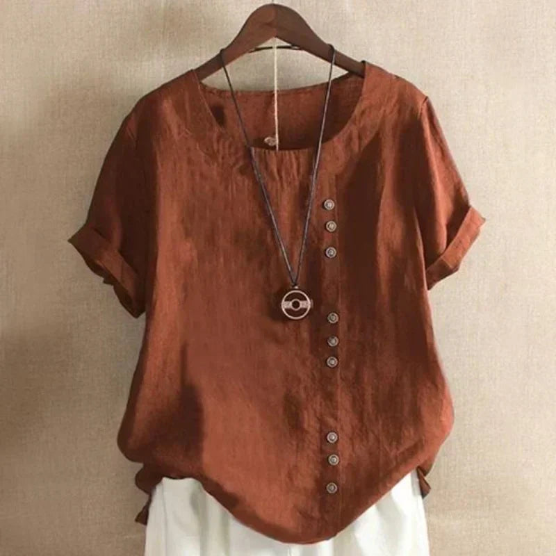 Damesblouse - Losjes model - Korte mouwen - Oversized blouse - Dames zomertops-Boetiek Moda