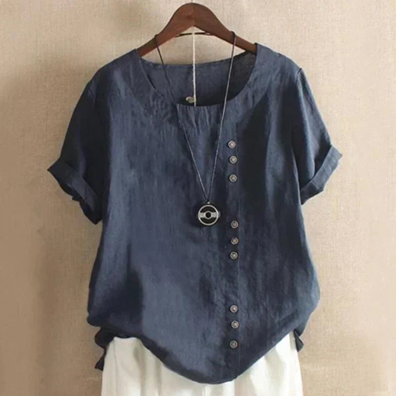 Damesblouse - Losjes model - Korte mouwen - Oversized blouse - Dames zomertops-Boetiek Moda