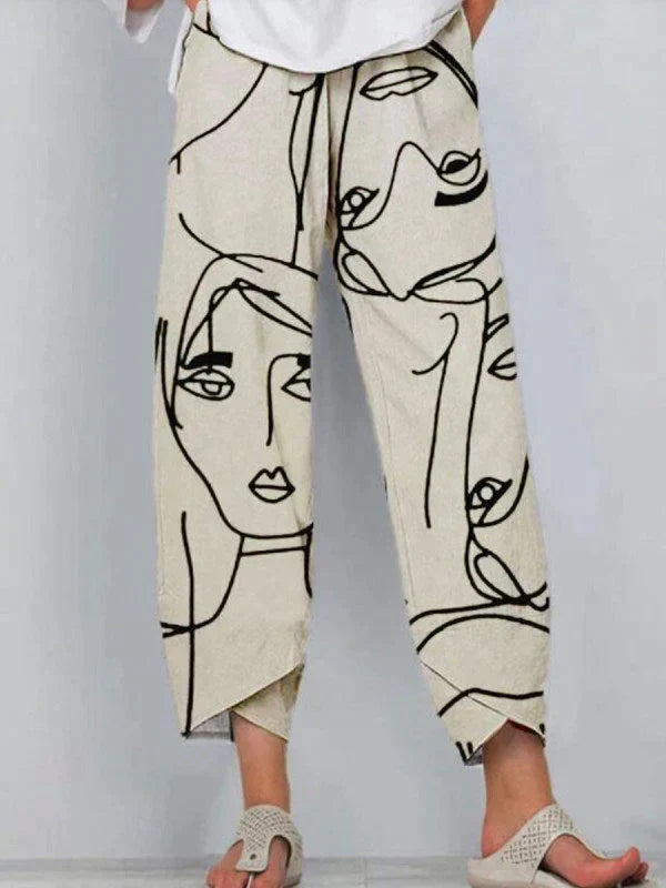 Damesbroek - Bedrukt - Lichtgewicht - Losse Broek - Zomerbroek-Boetiek Moda