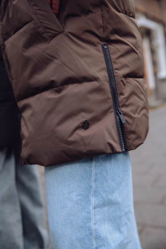 Damesjas met voering - Met capuchon - Halflang - Pufferjas - Winterjas voor dames-Boetiek Moda