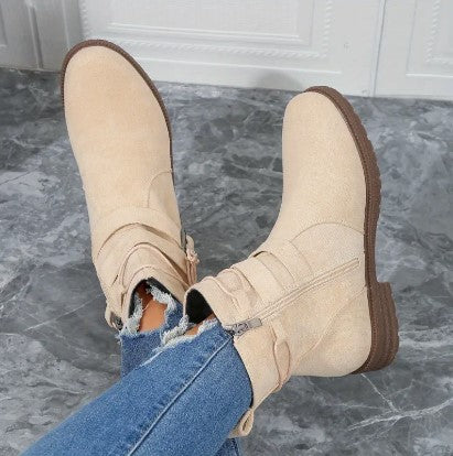 Dameslaarzen | Ritssluiting | Comfortabel | Suède Laarzen | Enkellaarzen-Boetiek Moda