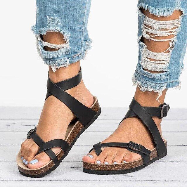 Damessandalen | Gespbandjes | Verstelbare Bandjes | Platte Sandalen | Zomerschoenen-Boetiek Moda