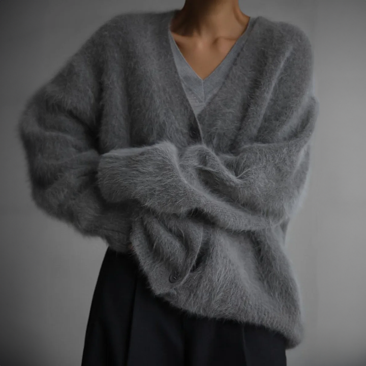 Damesvest - Fuzzy - Knoopsluiting - Gebreid vest - Oversized vest-Boetiek Moda
