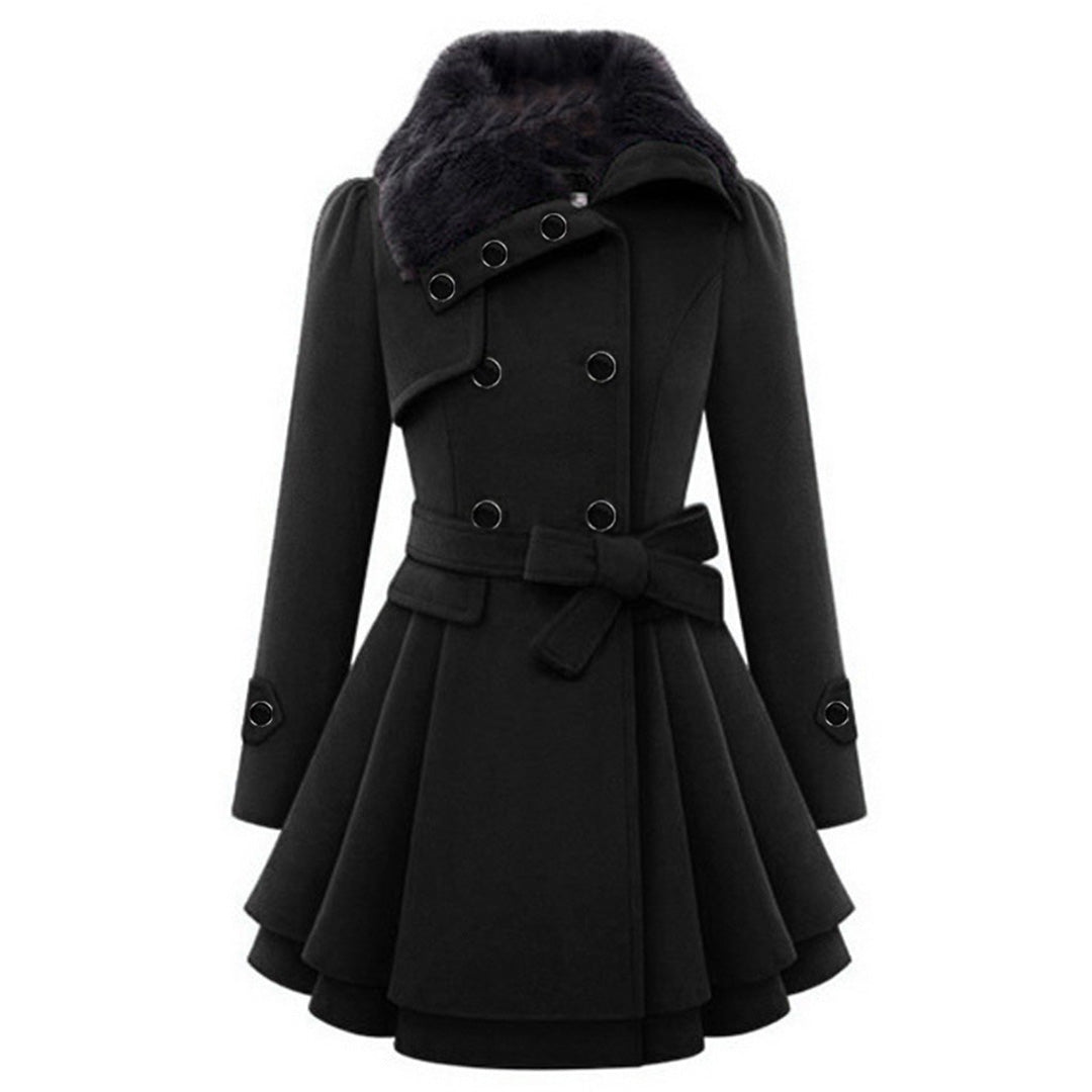 Dameswinterjas - Dubbelrijks - Riem - Prinsessenjas - Wintertrenchcoat-Boetiek Moda
