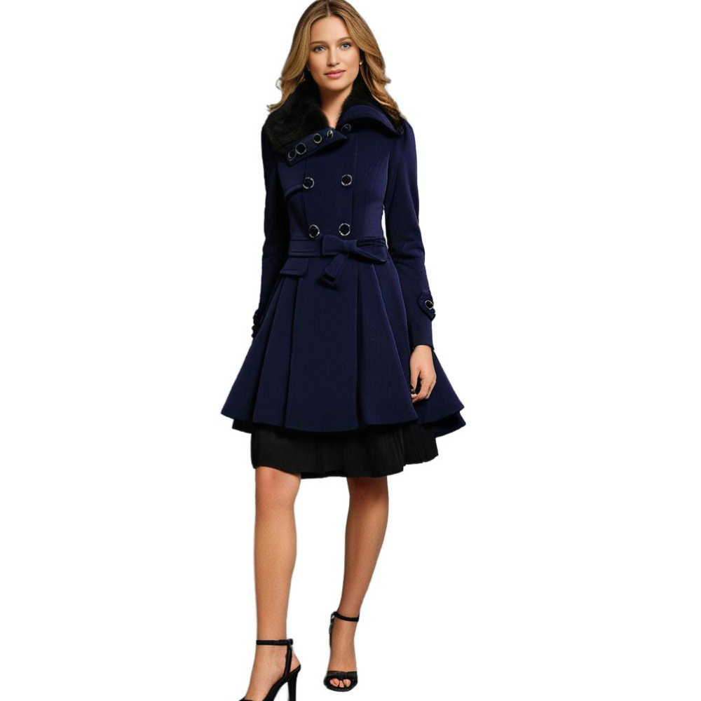 Dameswinterjas - Dubbelrijks - Riem - Prinsessenjas - Wintertrenchcoat-Boetiek Moda