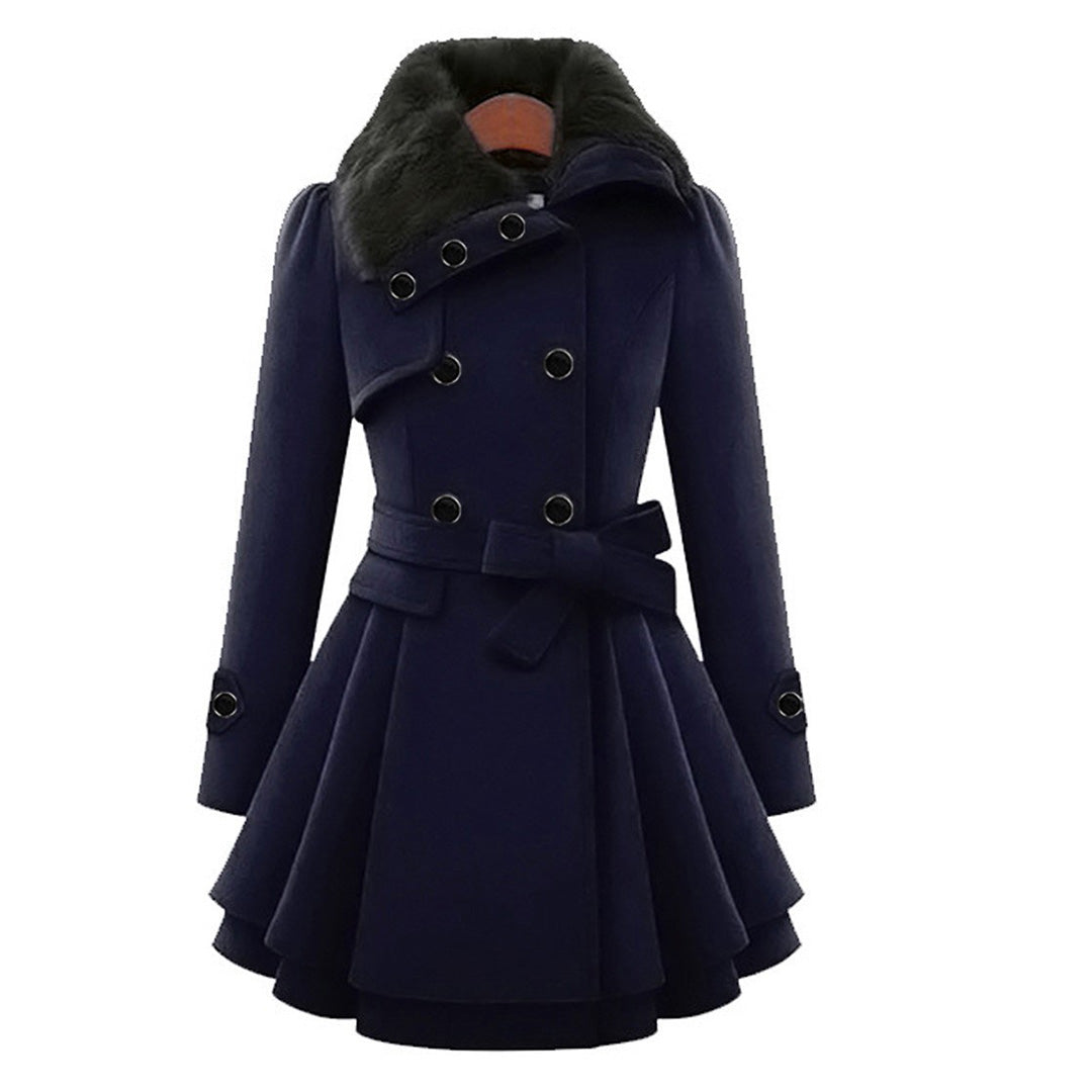 Dameswinterjas - Dubbelrijks - Riem - Prinsessenjas - Wintertrenchcoat-Boetiek Moda