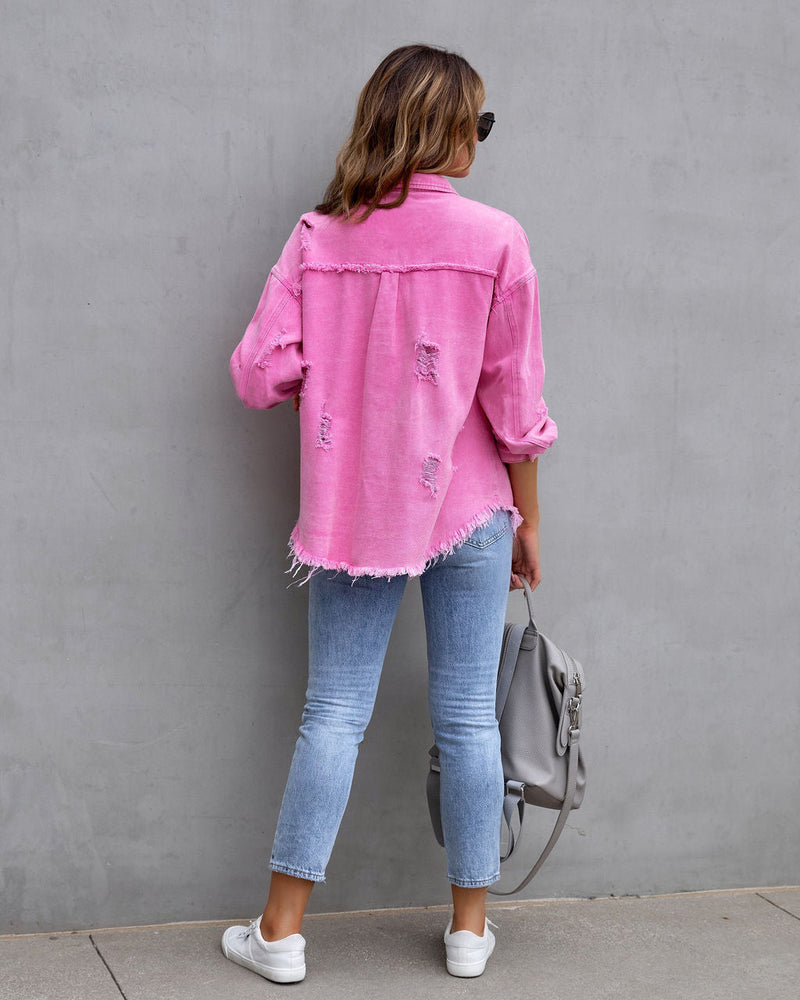 Denim Jas | Ripped | Loose Fit | Oversized Jas | Damesjas-Boetiek Moda