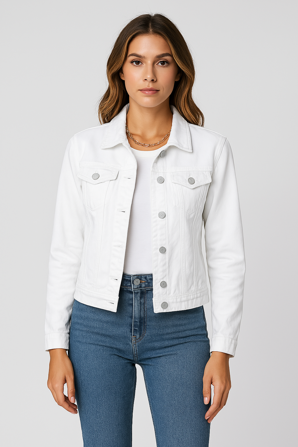 Denim Jasje - Klassiek kort slim fit denim jasje voor dames-Boetiek Moda