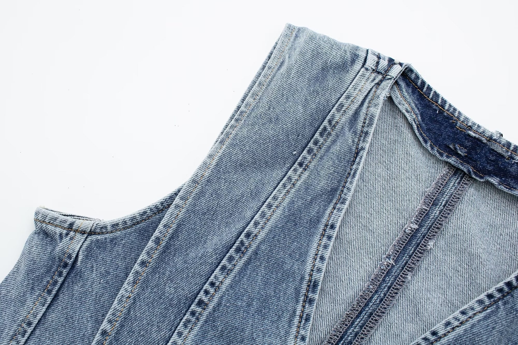 Denim Vest | Mouwloos | Knoopsluiting | Cropped Denim Vest | Vrouwenvest-Boetiek Moda