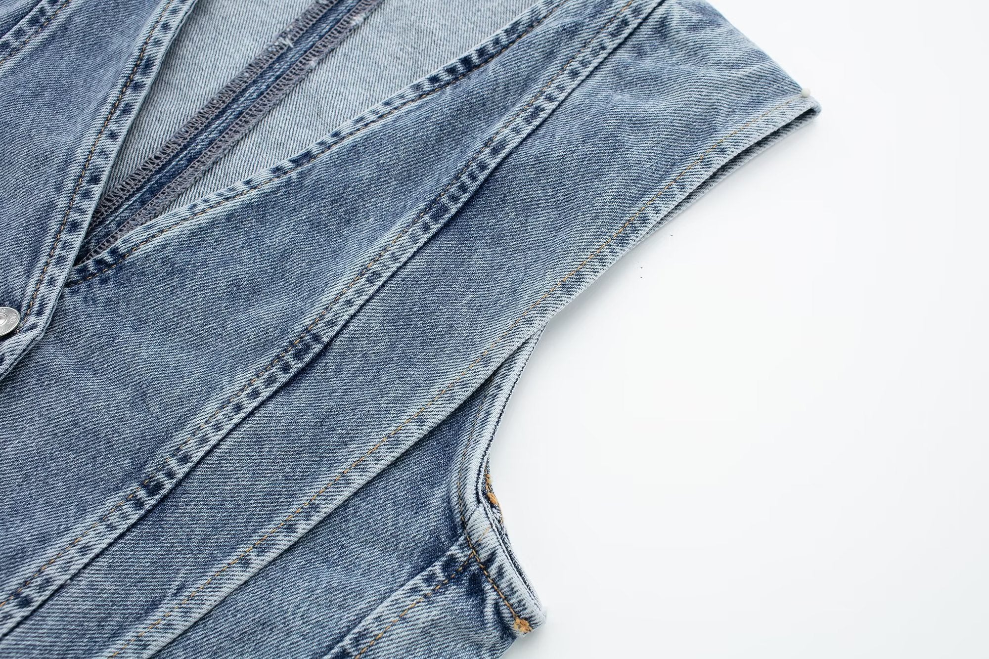 Denim Vest | Mouwloos | Knoopsluiting | Cropped Denim Vest | Vrouwenvest-Boetiek Moda