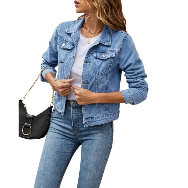 Denim jack - Casual knopenjack voor dames-Boetiek Moda