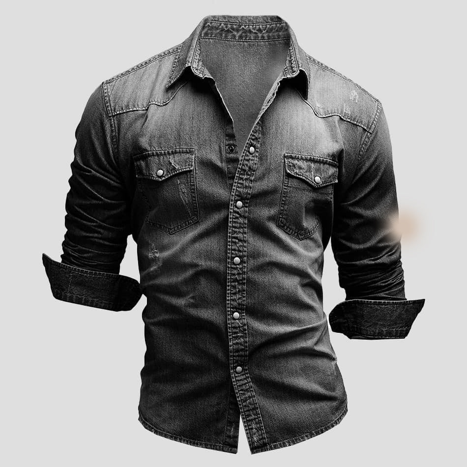 Denim shirt - Slim fit - Lange mouwen - Jeansshirt - Knopenhemd voor mannen-Boetiek Moda